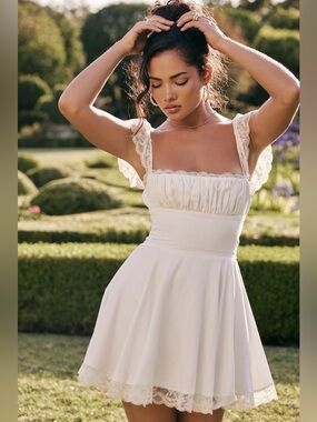 House of CB Kaia Dress - Ivory A-Line Mini Dress